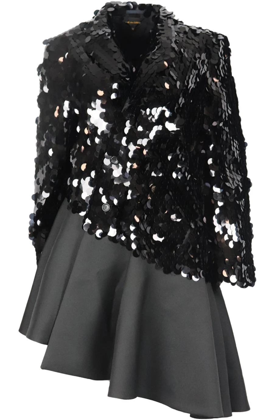 COMME DES GARÇONS ASYMMETRIC SEQUINED CHIFFON COAT MEDIUM