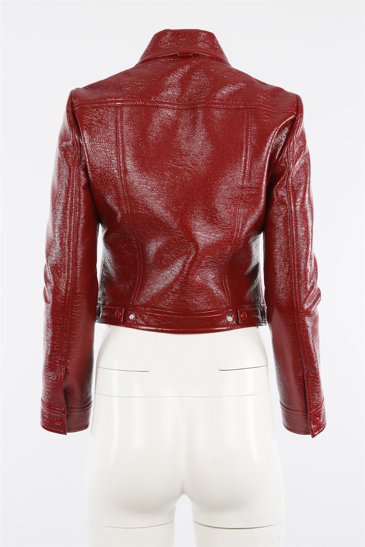 COURREGES RED FAUX LEATHER JACKET FR 38 UK 10 - Image 4