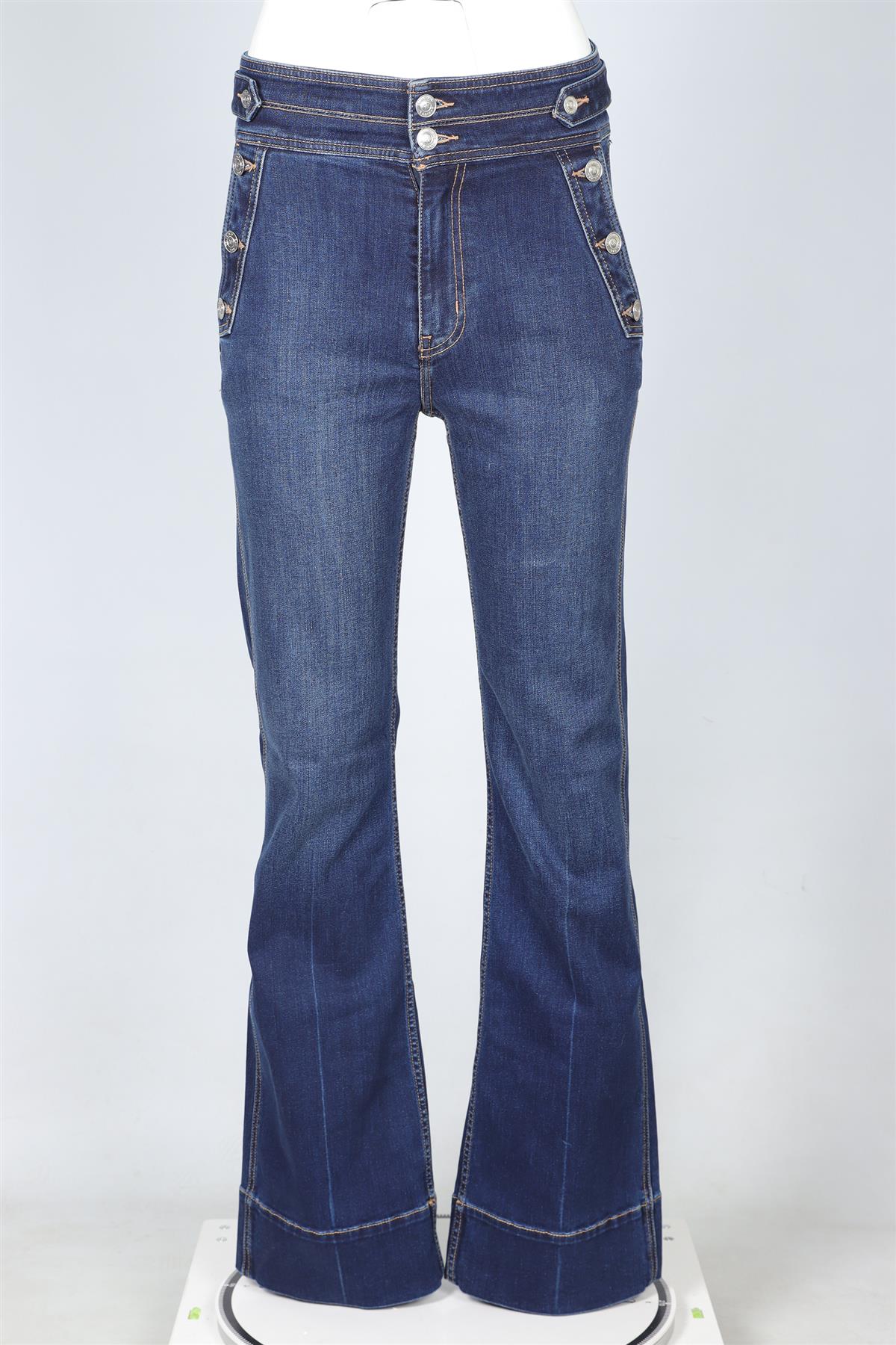 CURRENT/ELLIOTT BLUE HIGH RISE FLARED JEANS W27 UK 8-10 - Image 2