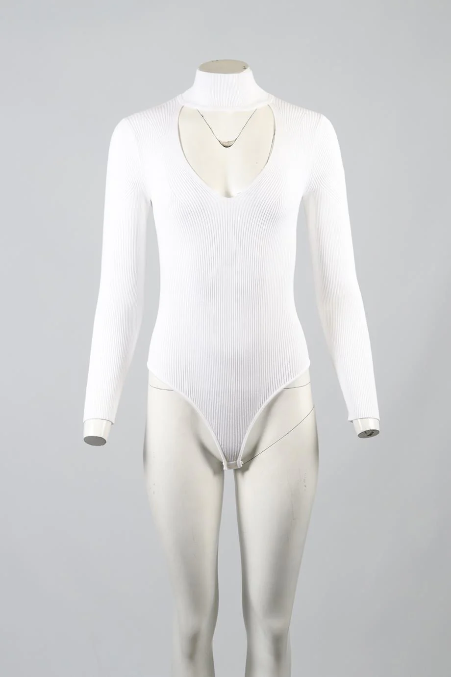 CUSHNIE ET OCHS RIBBED KNIT BODYSUIT MEDIUM - Image 2
