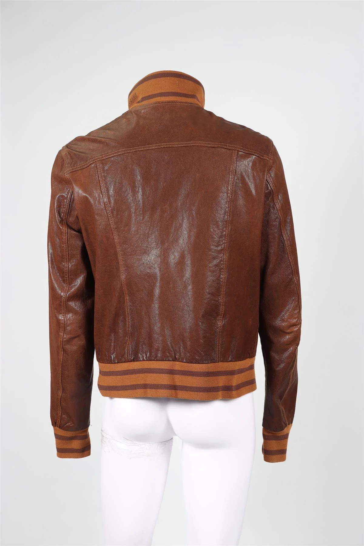 D&G BROWN MEN'S LEATHER JACKET IT 54 UK 44 - Image 4