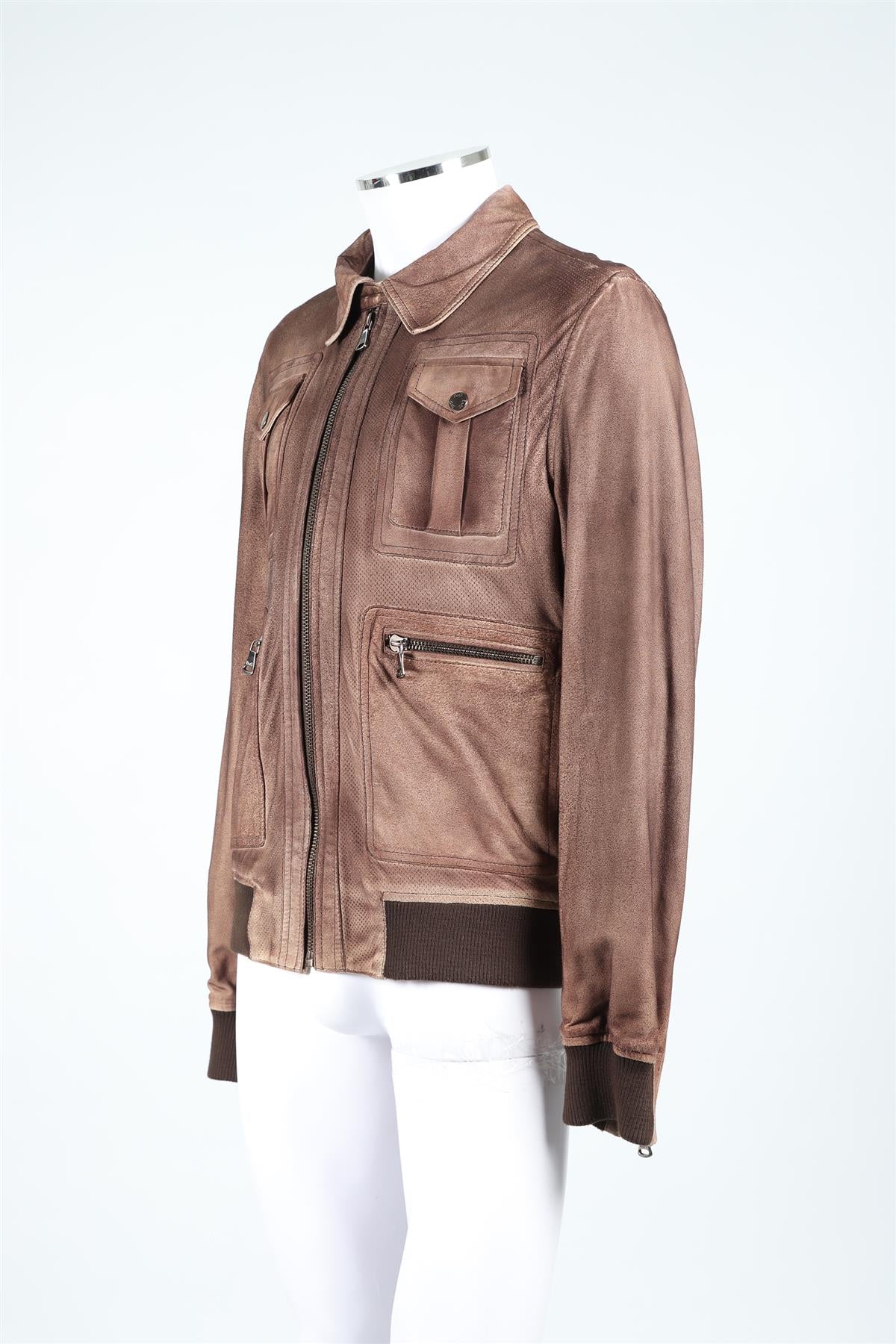 D&G BROWN MEN'S SUEDE JACKET IT 54 UK 44 - Image 3