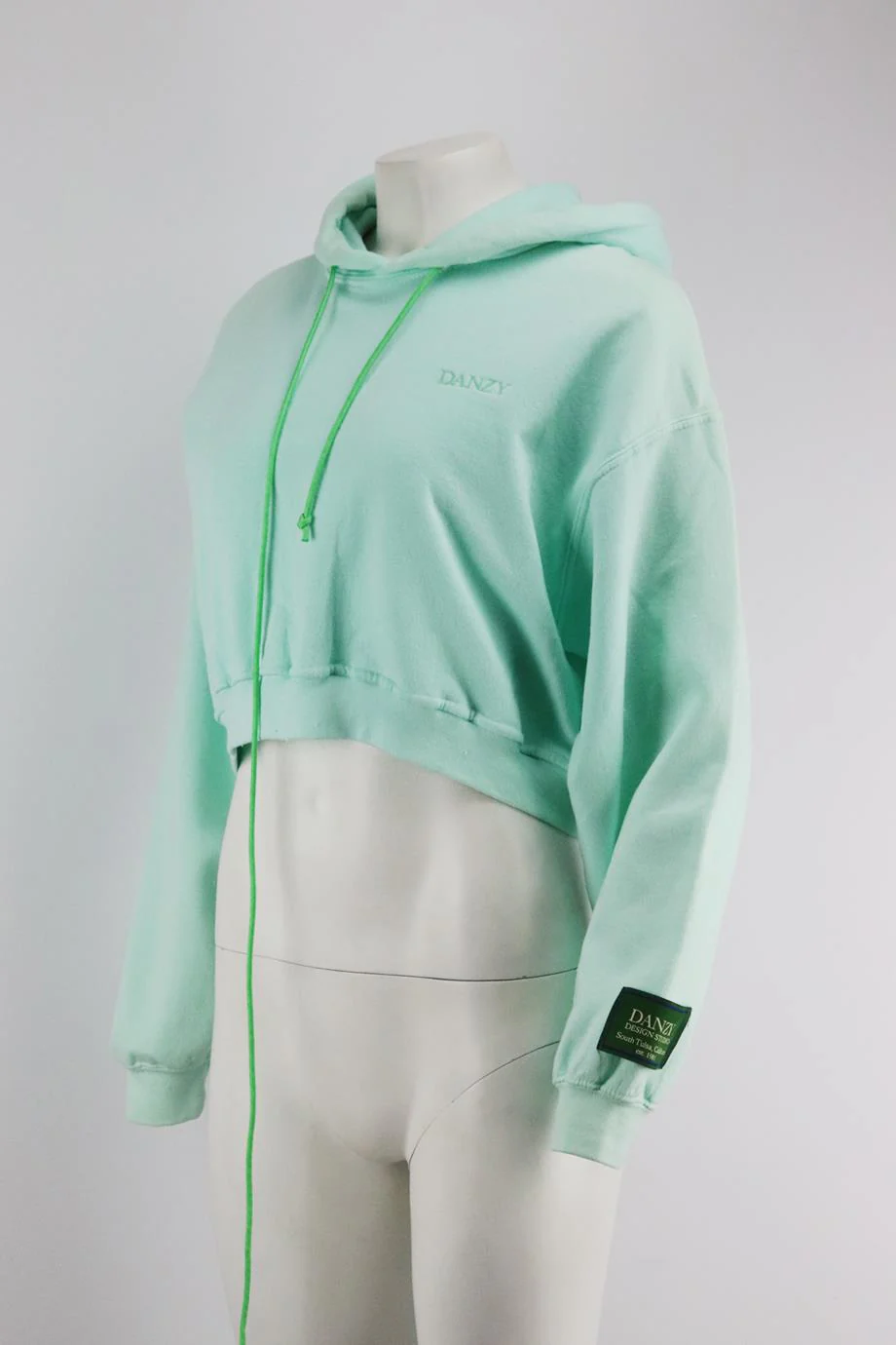 DANZY CROPPED COTTON JERSEY HOODIE MEDIUM - Image 3