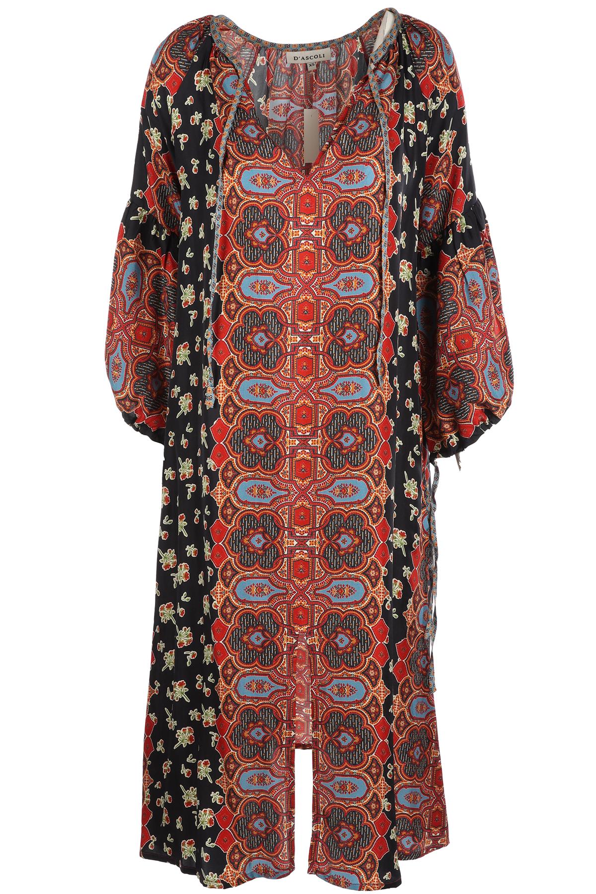 D'ASCOLI NAVY SILK MIDI DRESS XSMALL