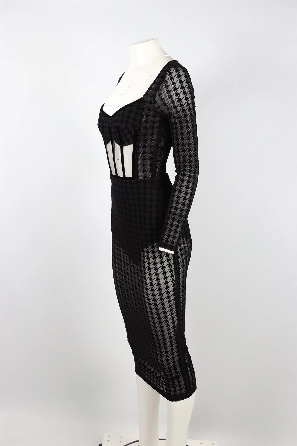 DAVID KOMA BLACK MESH MIDI DRESS UK 6 - Image 3