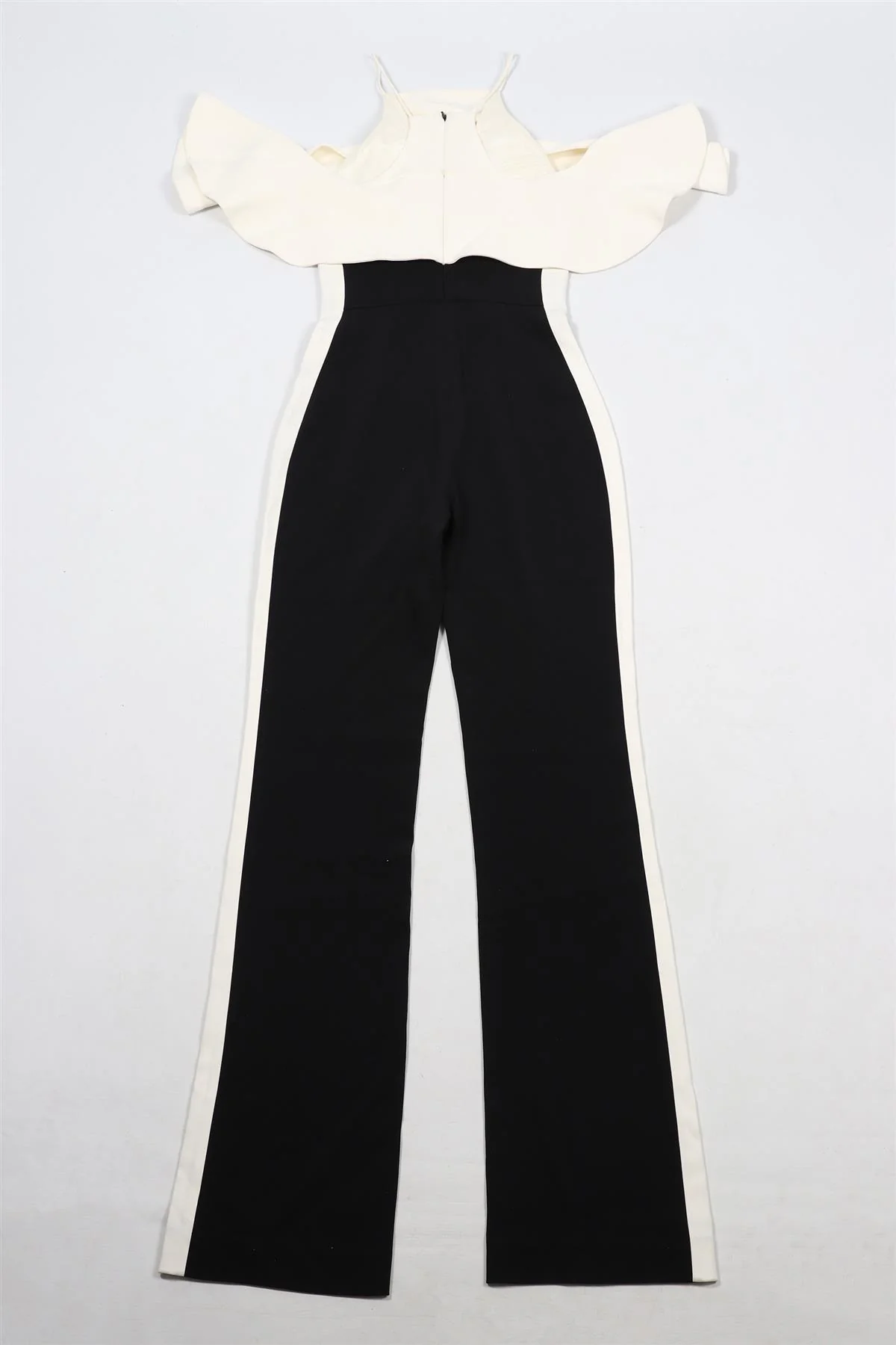 DAVID KOMA IVORY AND BLACK CREPE JUMPSUIT UK 8 - Image 5