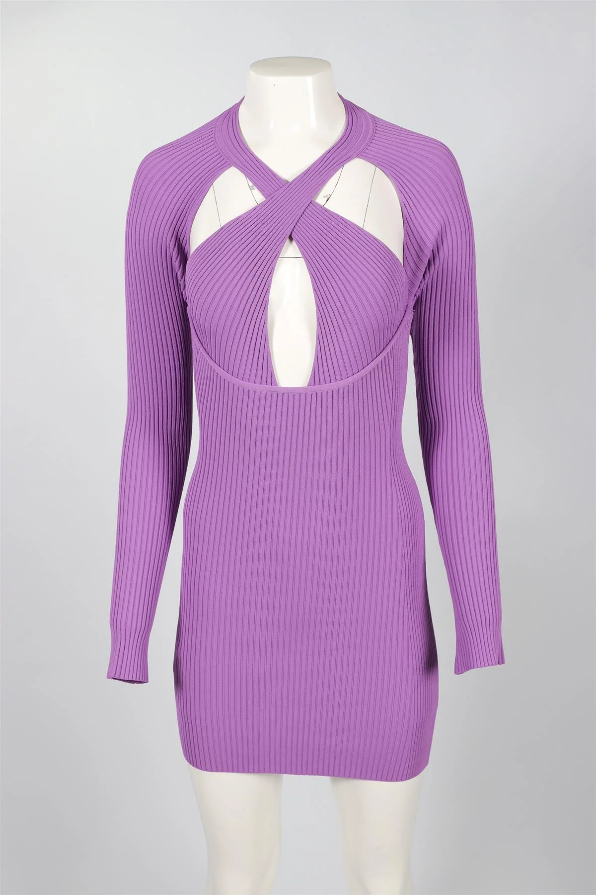 DAVID KOMA PURPLE KNIT MINI DRESS XSMALL - Image 2