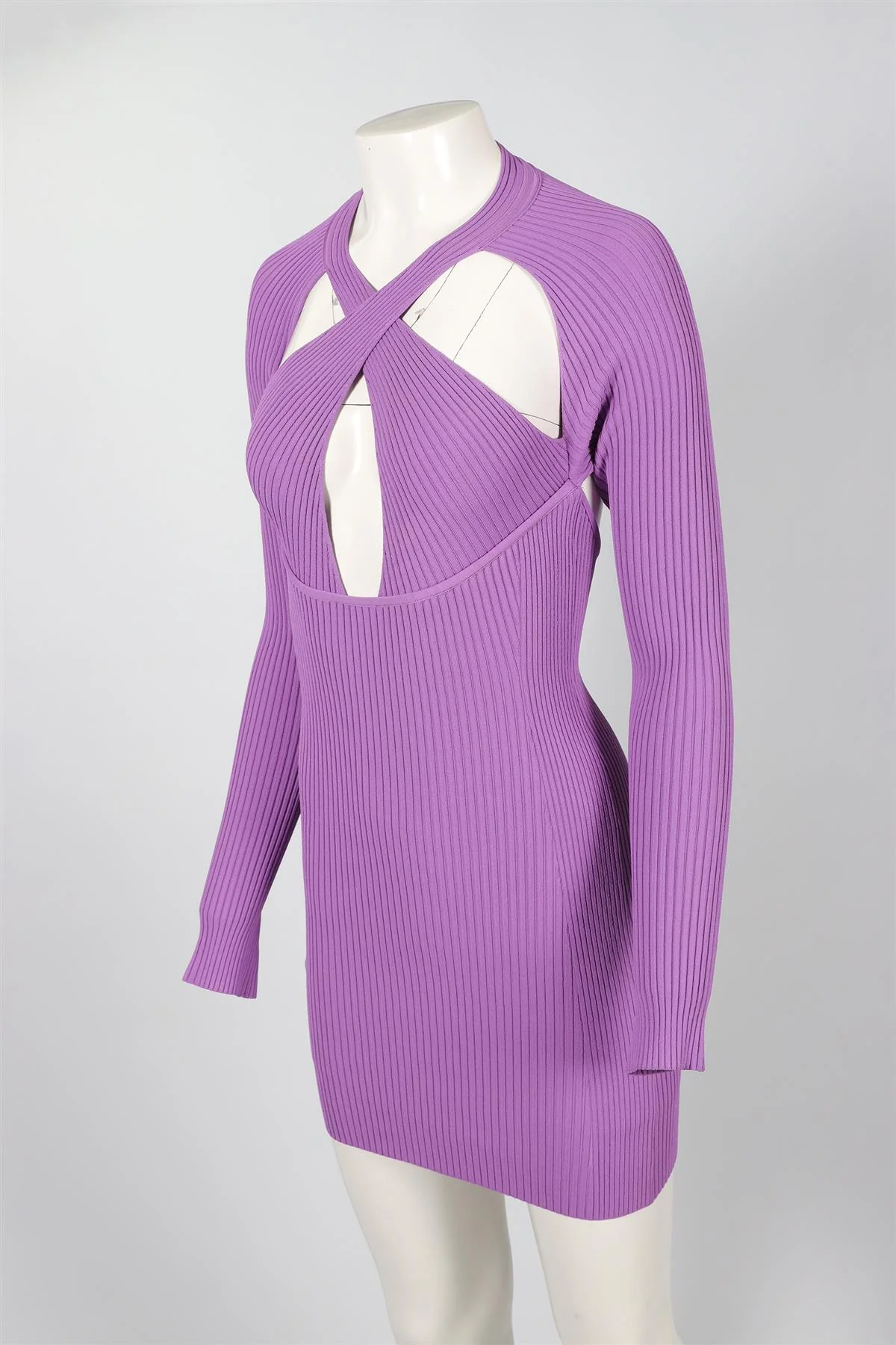 DAVID KOMA PURPLE KNIT MINI DRESS XSMALL - Image 3