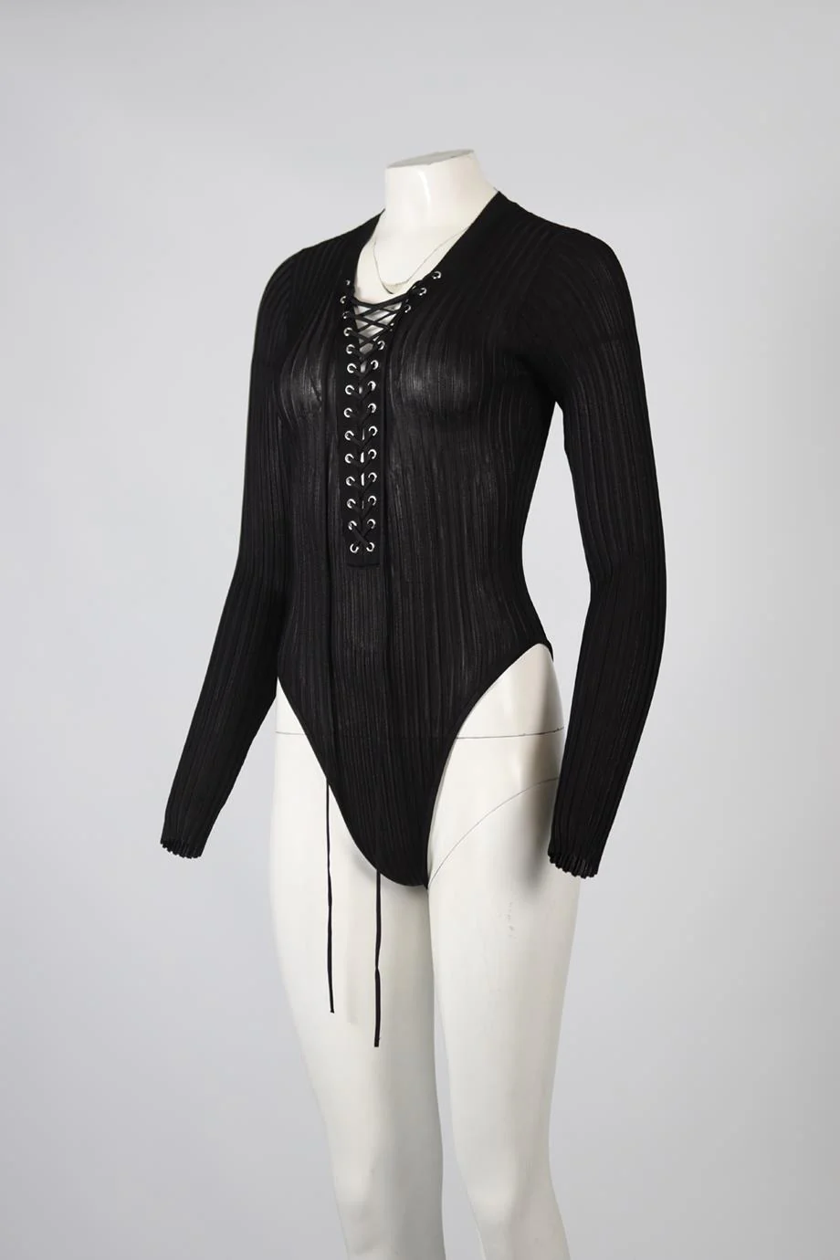 DAVID KOMA RIBBED KNIT BODYSUIT SMALL - Image 3