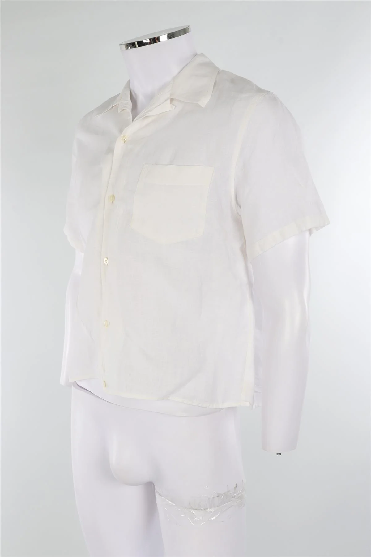 DE BONNE FACTURE WHITE MEN'S LINEN SHIRT FR 48 UK/US 38 - Image 3