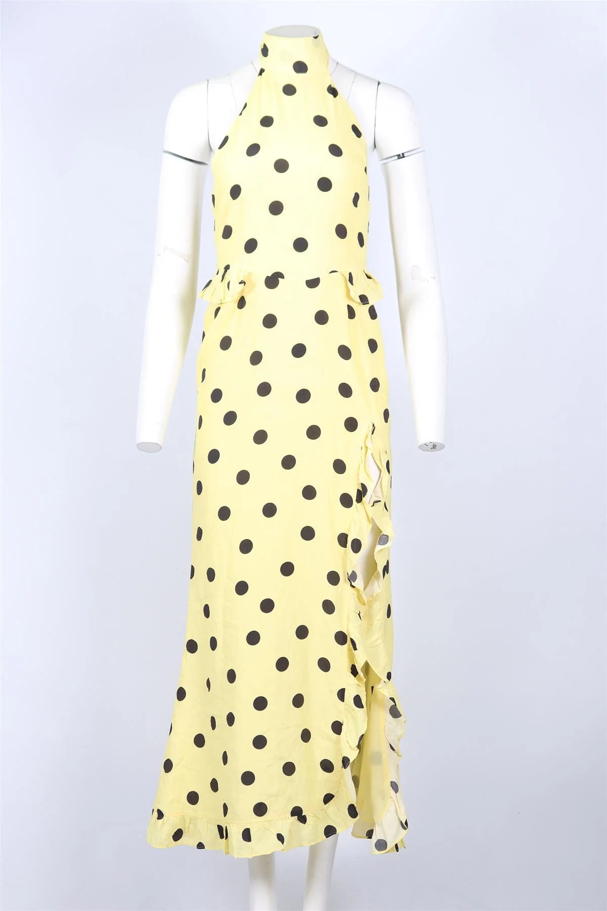 DE LA VALI POLKA DOT SILK BLEND MAXI DRESS UK 6 - Image 2