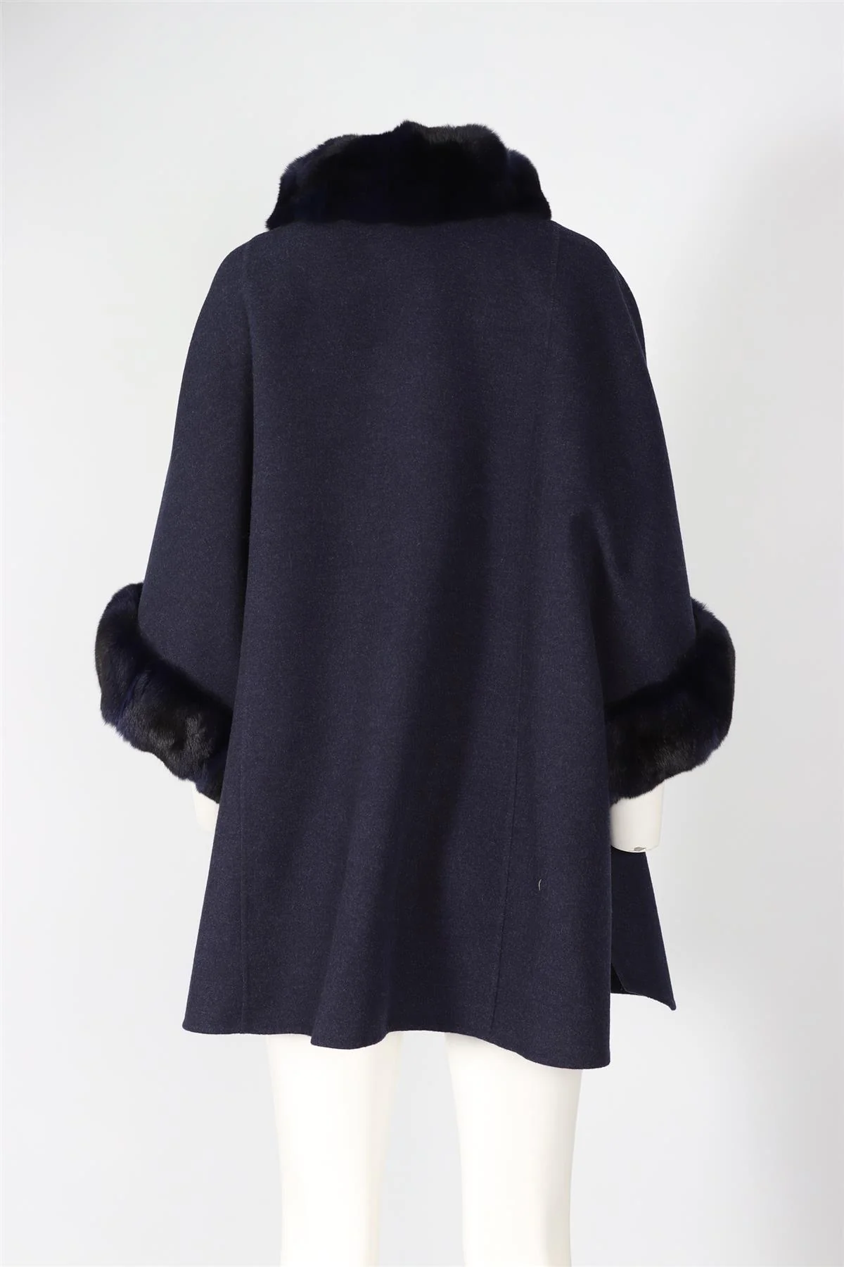 DE NICOLE BLUE RABBIT FUR AND CASHMERE BLEND COAT FR 42 UK 14 - Image 4