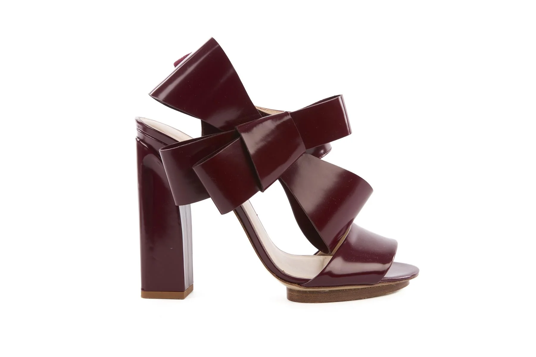 DELPOZO BURGUNDY LEATHER SANDALS EU 40 UK 7 US 10 - Image 2