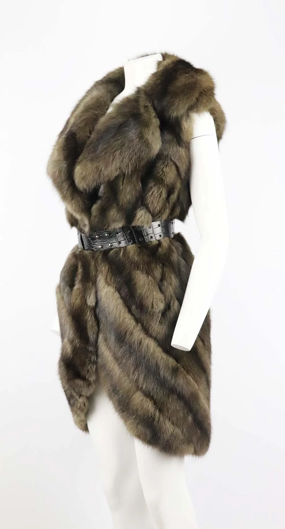 DENNIS BASSO BELTED SABLE FUR GILET SMALL - Image 3