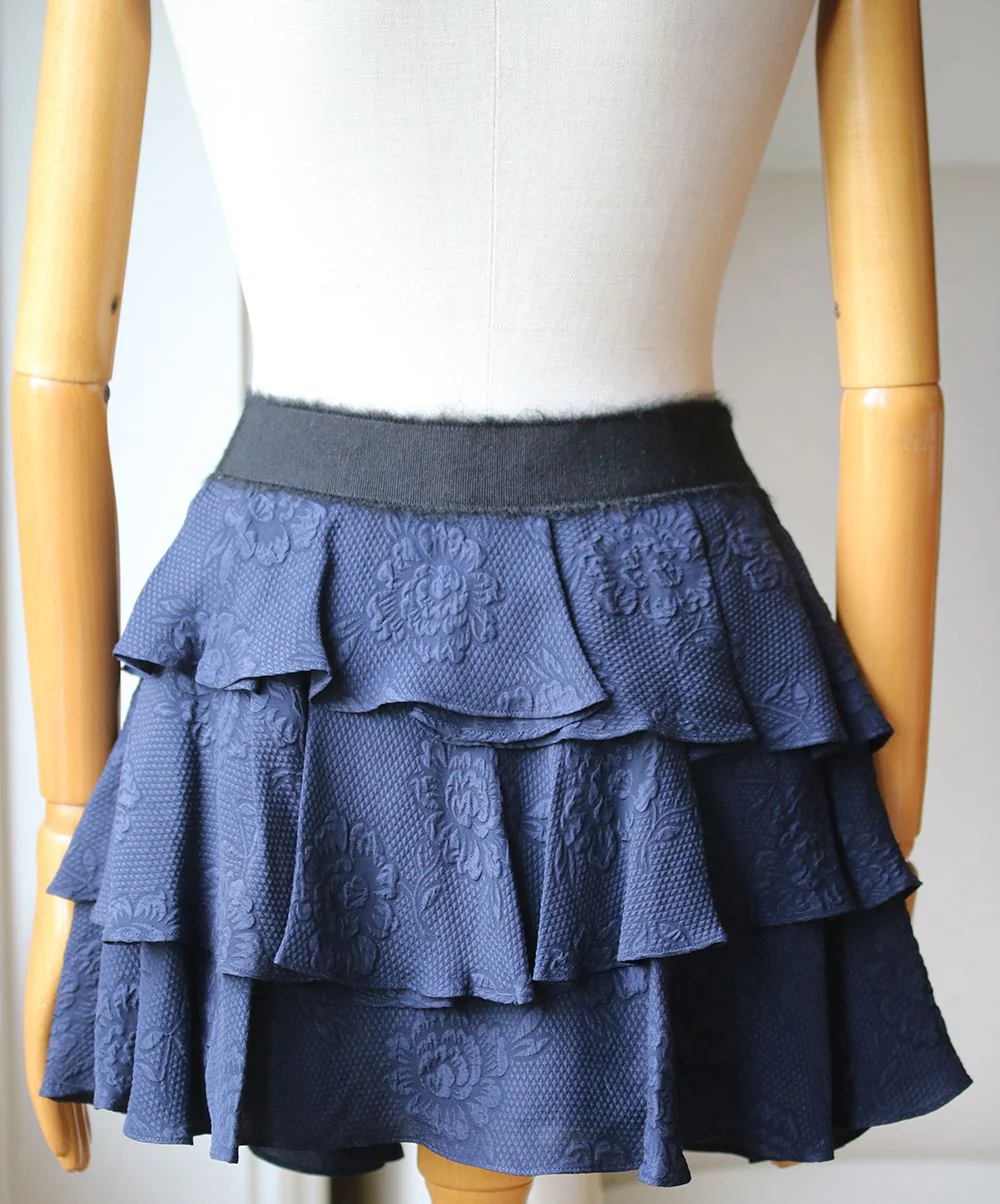 DEREK LAM 10 CROSBY TIERED SILK MINI SKIRT US 2 UK 6 - Image 4