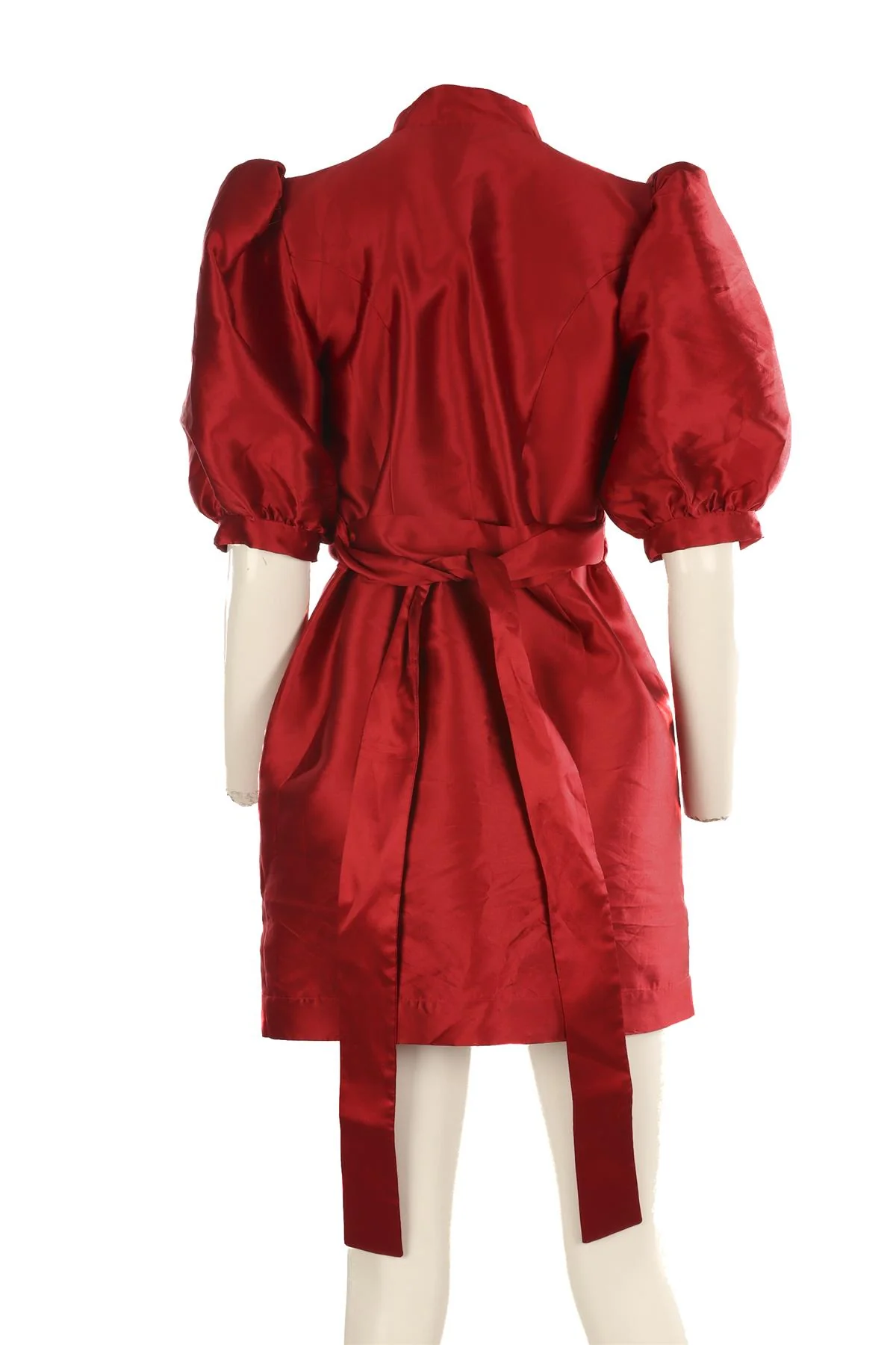 DESTREE RED SILK MINI DRESS LARGE - Image 4