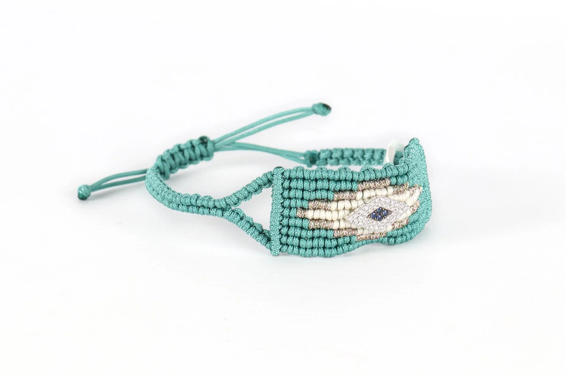 Diane Kordas Blue Evil Eye Diamond and Cord Bracelet - Image 2