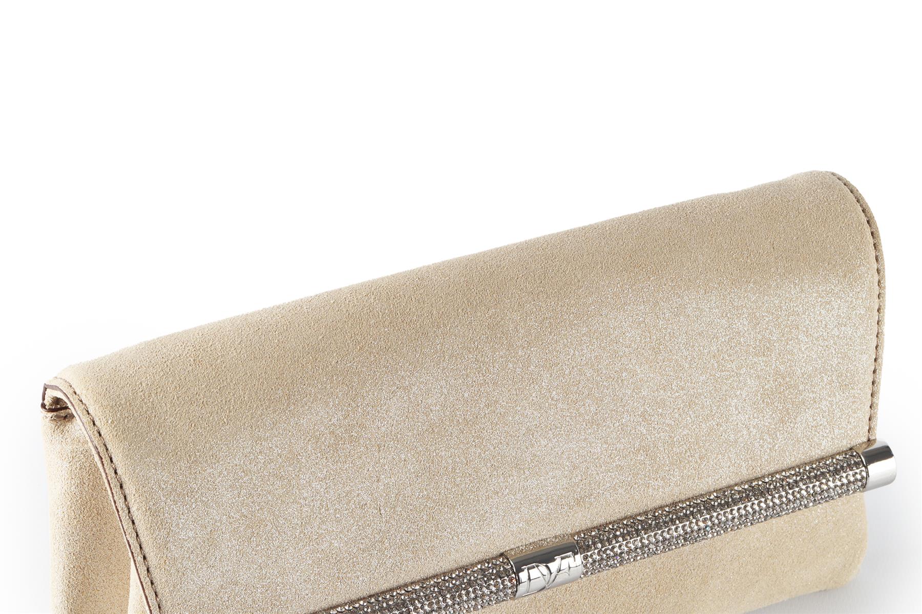 DIANE VON FURSTENBERG BEIGE CRYSTAL AND SUEDE CLUTCH - Image 9