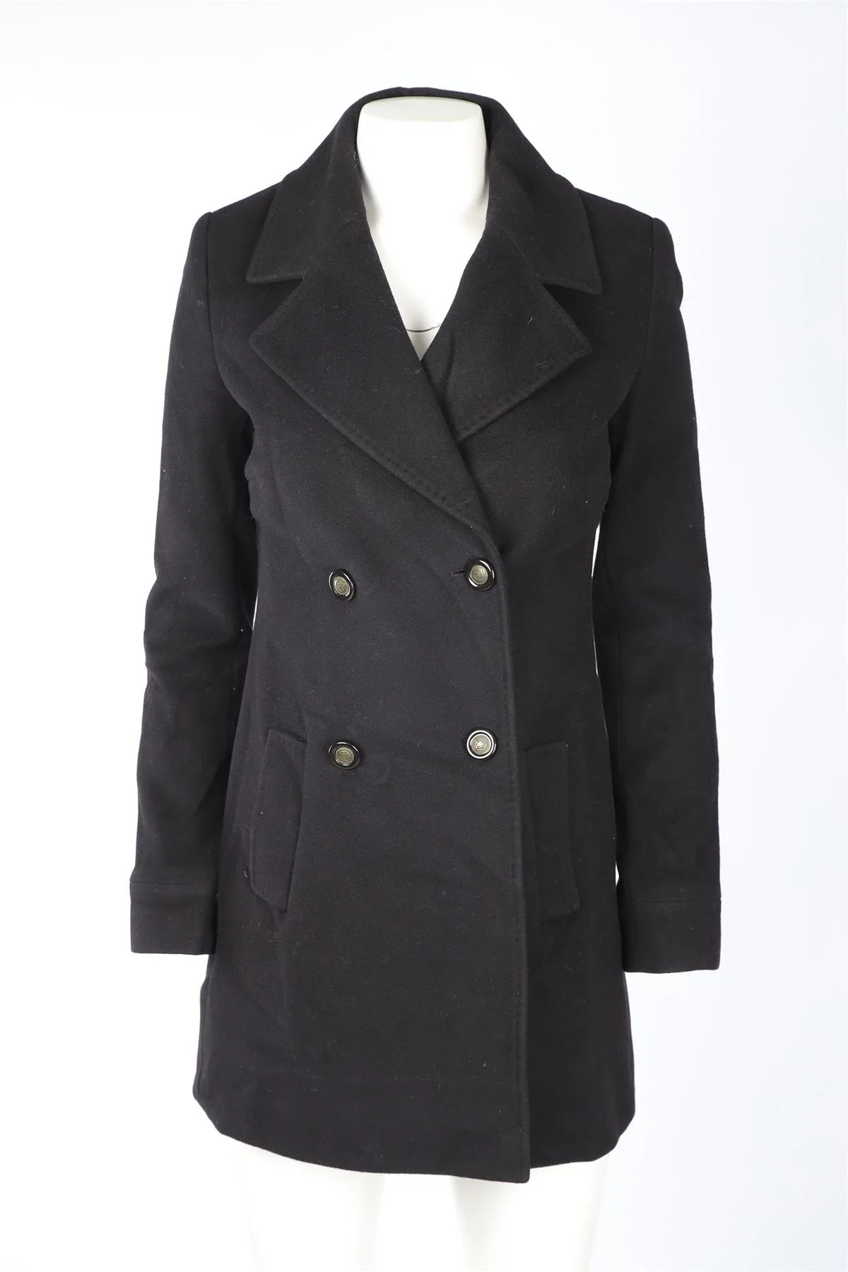 DIANE VON FURSTENBERG BLACK WOOL COAT US 2 UK 6 - Image 2