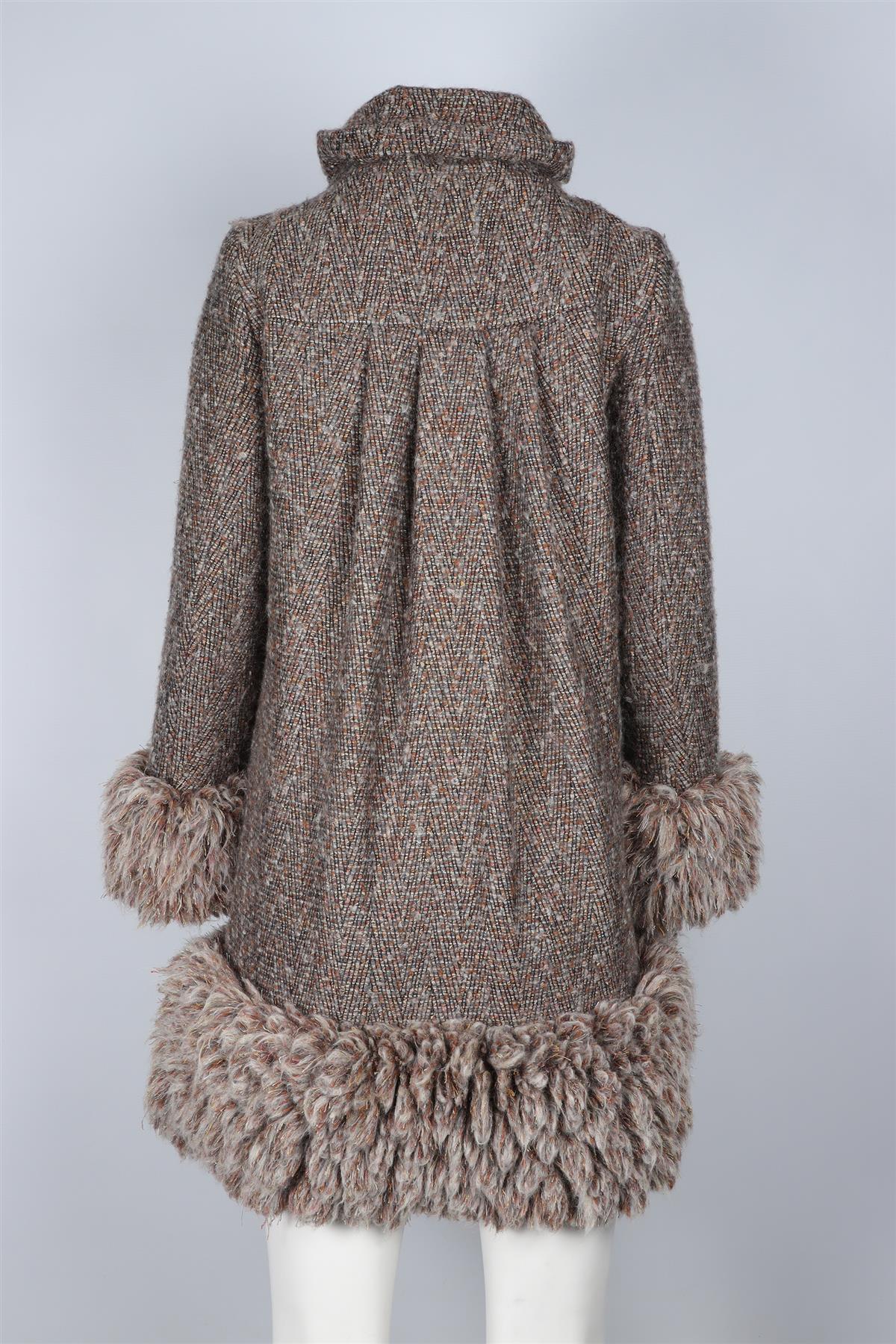 DIANE VON FURSTENBERG BROWN WOOL COAT US 2 UK 6 - Image 4