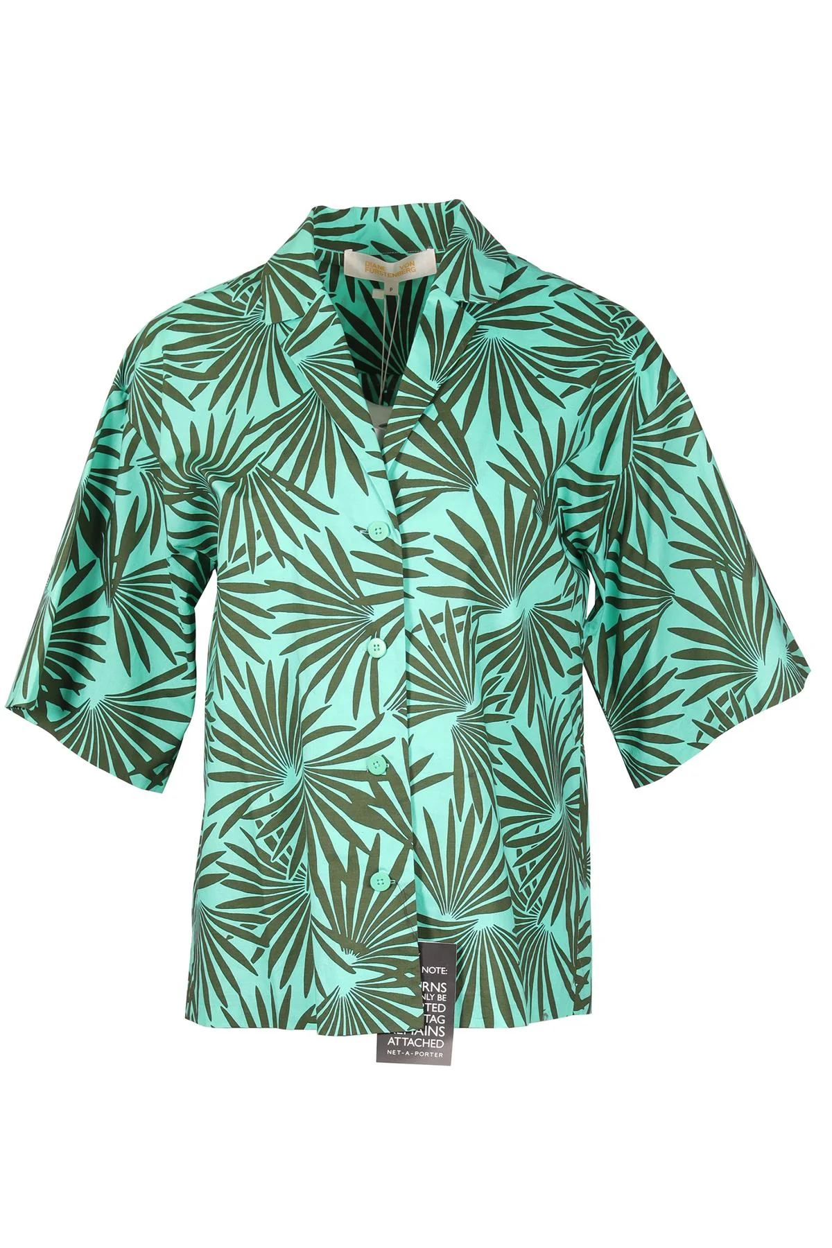 DIANE VON FURSTENBERG GREEN COTTON SHIRT XSMALL
