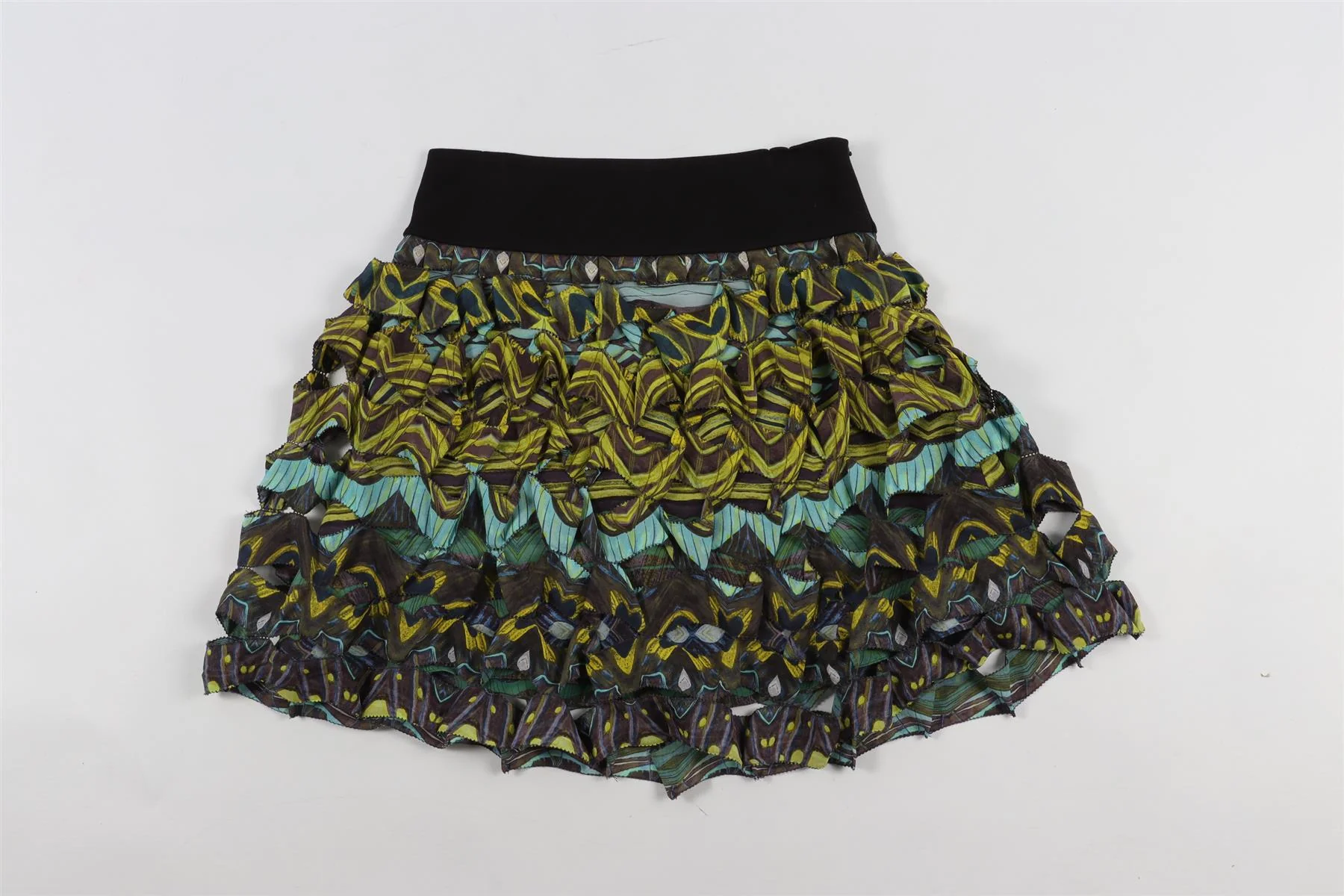 DIANE VON FURSTENBERG GREEN SILK MINI SKIRT US 2 UK 6 - Image 2