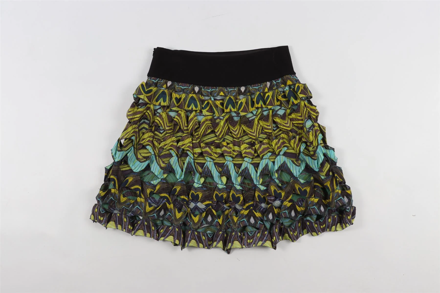 DIANE VON FURSTENBERG GREEN SILK MINI SKIRT US 2 UK 6 - Image 4