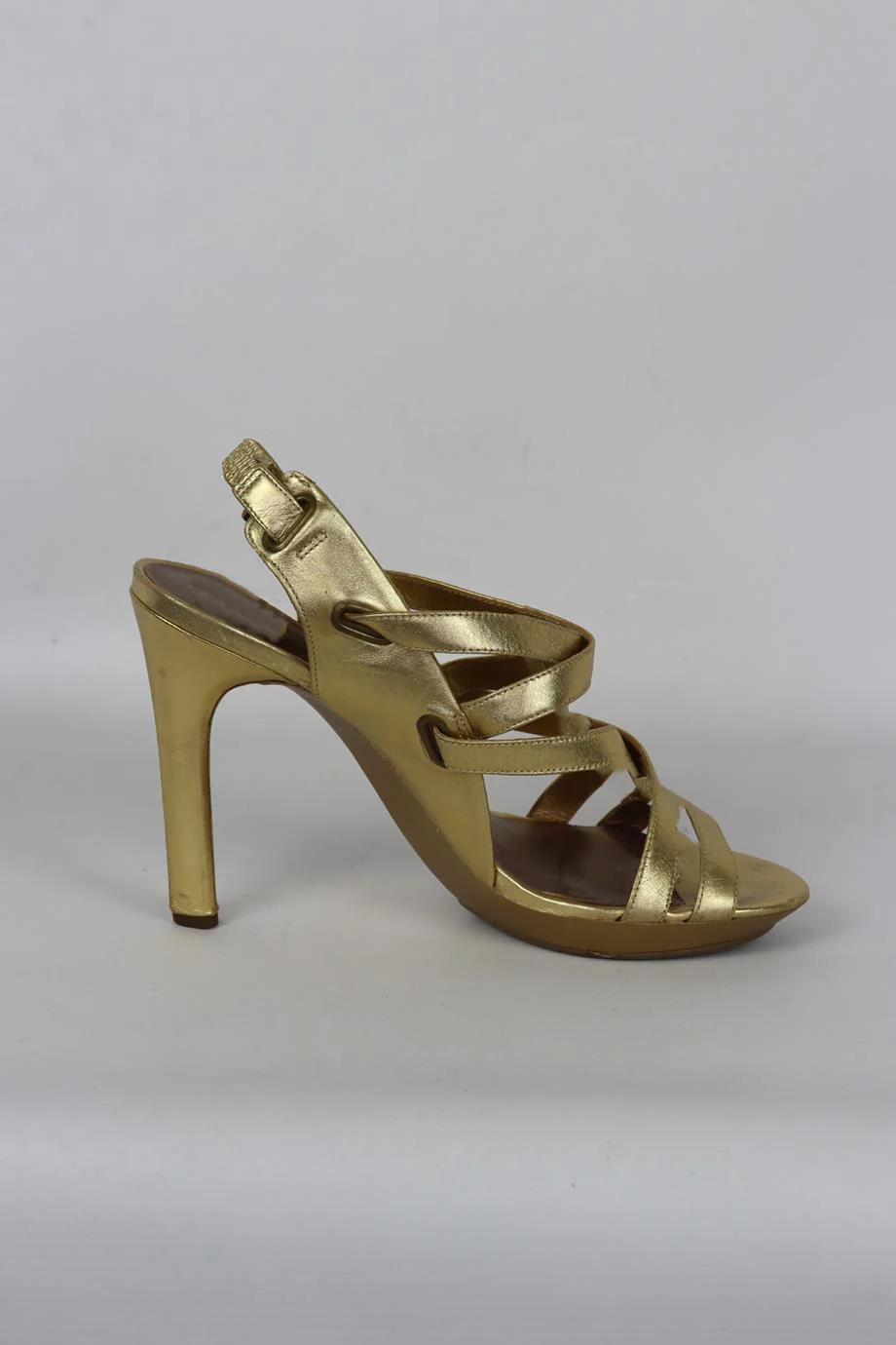 DIANE VON FURSTENBERG METALLIC LEATHER SANDALS EU 39.5 UK 6.5 US 9.5 - Image 2
