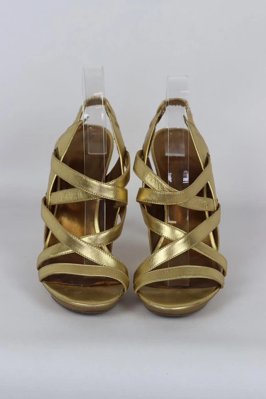 DIANE VON FURSTENBERG METALLIC LEATHER SANDALS EU 39.5 UK 6.5 US 9.5 - Image 3