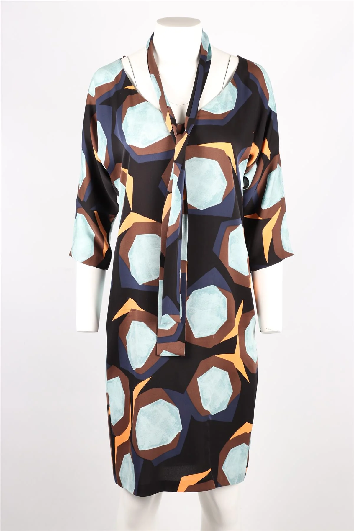 DIANE VON FURSTENBERG MULTICOLOURED SILK BLEND MIDI DRESS US 8 UK 12 - Image 5