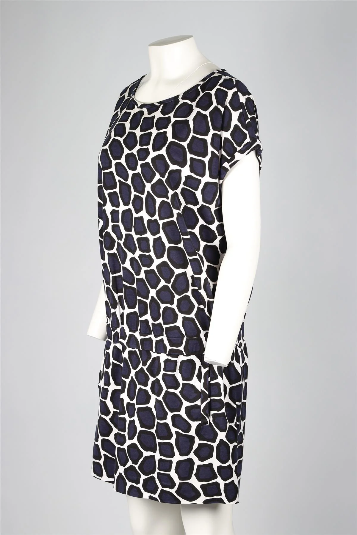 DIANE VON FURSTENBERG NAVY SILK BLEND MINI DRESS UK 12 - Image 3