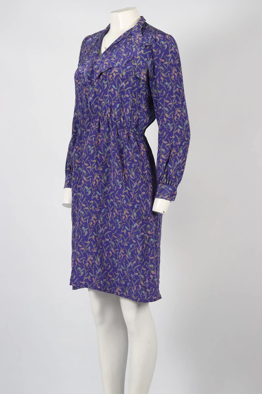 DIANE VON FURSTENBERG VINTAGE PRINTED SILK MIDI DRESS SMALL - Image 3