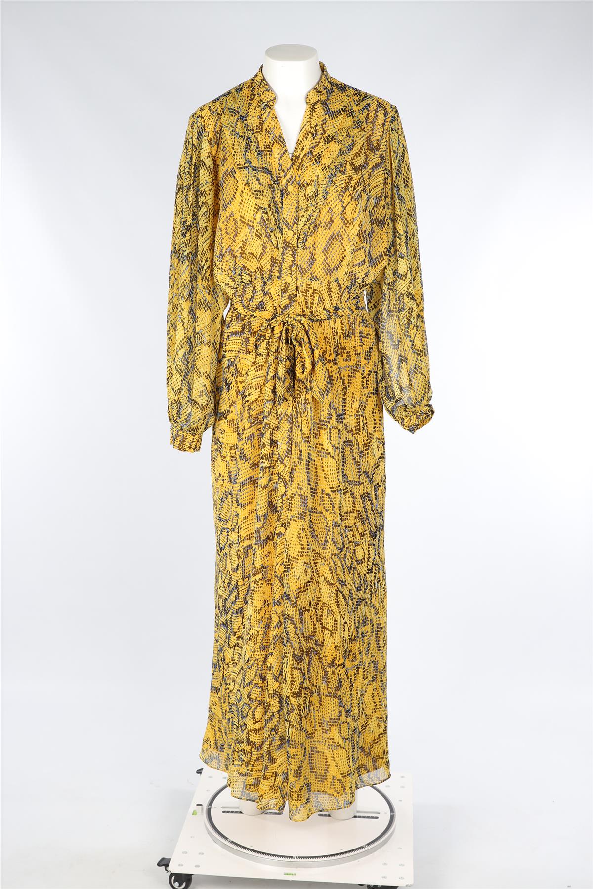 DIANE VON FURSTENBERG YELLOW CHIFFON MAXI DRESS US 8 UK 12 - Image 2