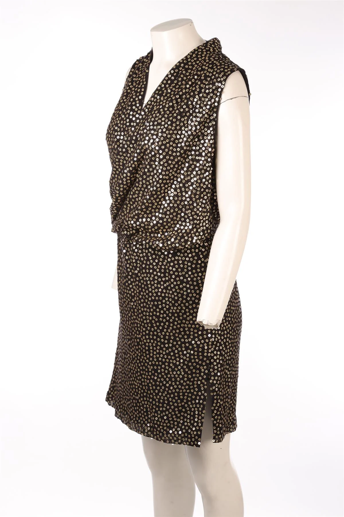 DIANE VON FURSTENBURG BLACK SEQUIN MINI DRESS US 2 UK 6 - Image 3
