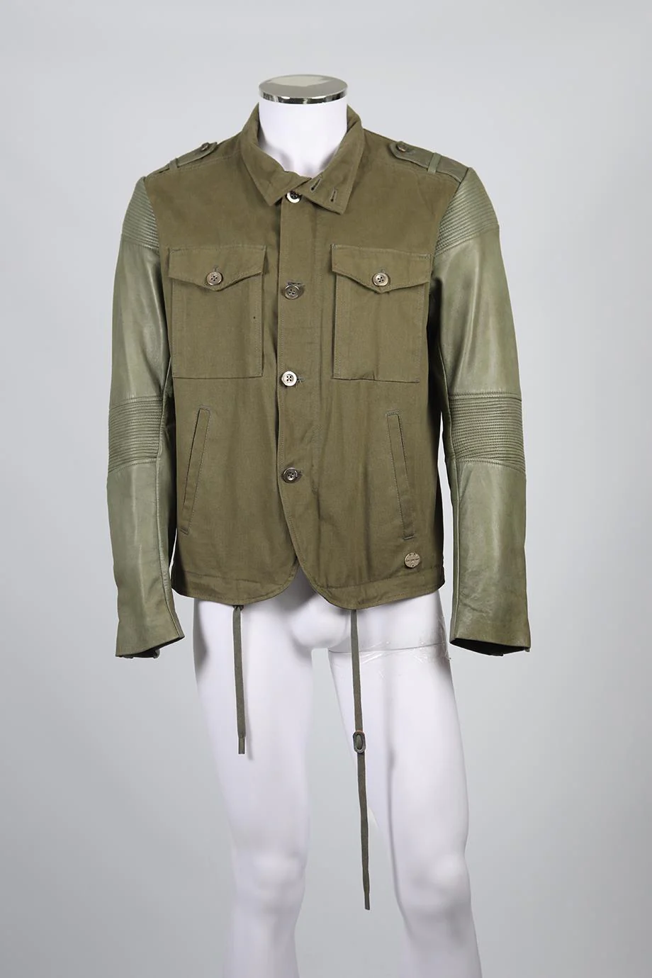DIESEL MEN'S COTTON AND LEATHER JACKET LARGE - Image 2