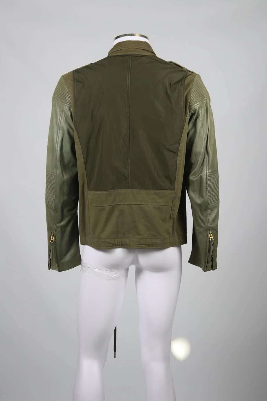 DIESEL MEN'S COTTON AND LEATHER JACKET LARGE - Image 4