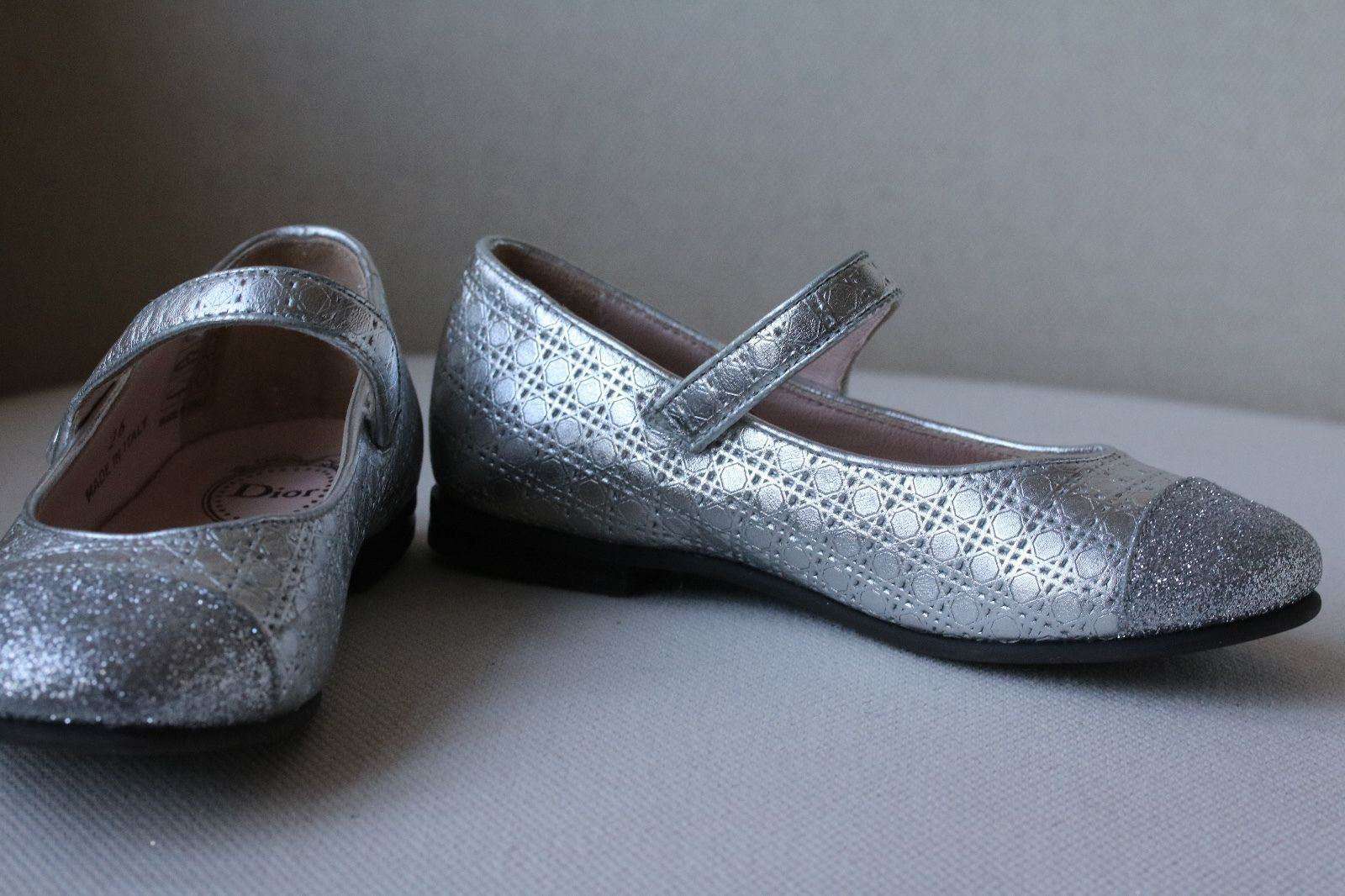 DIOR BABY KIDS SILVER STARDUST LEATHER CANNAGE SHOES EU 26 UK 8.5 - Image 6