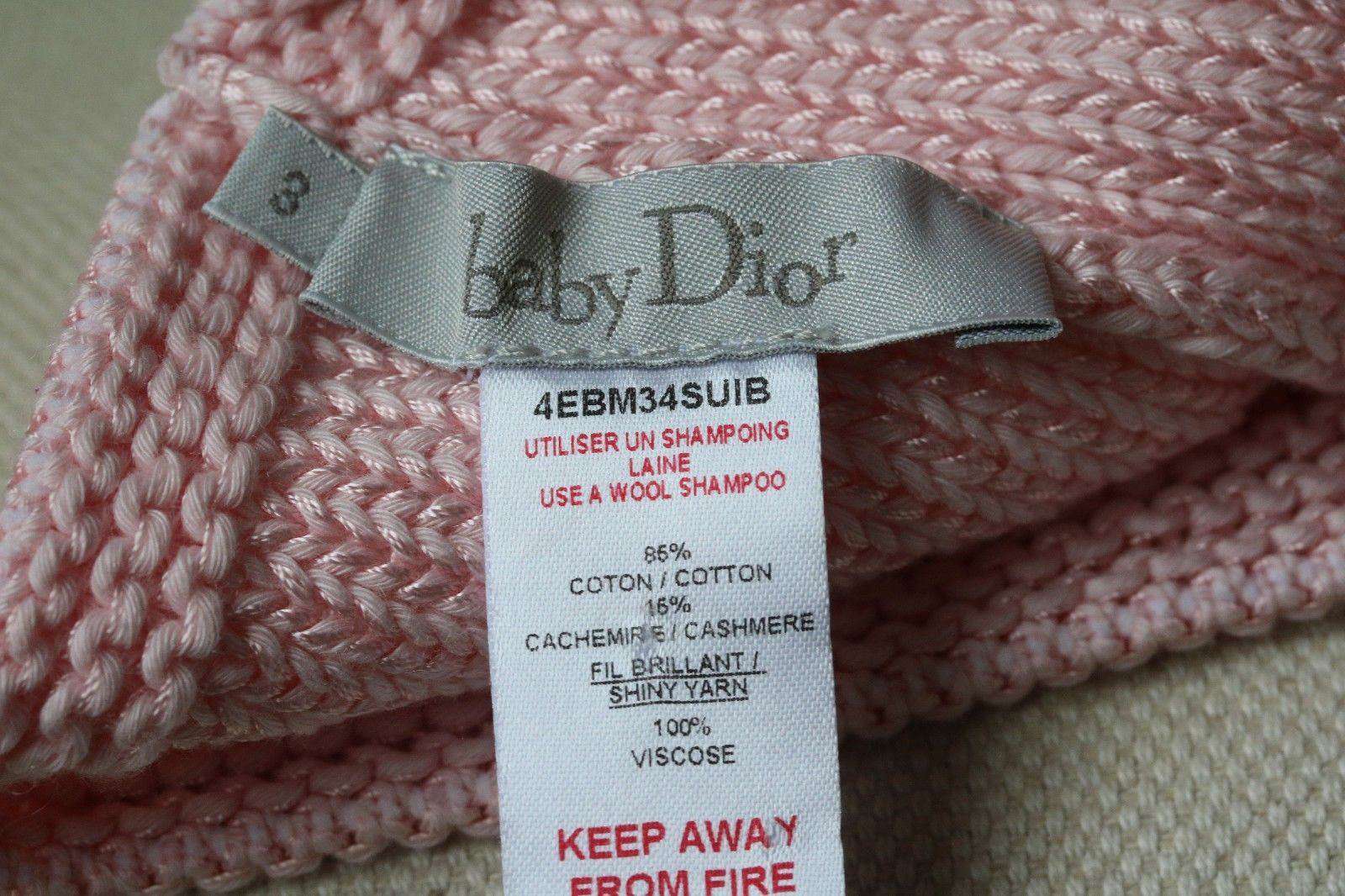 DIOR BABY PINK CASHMERE/COTTON BLEND HAT 3 MONTHS - Image 7