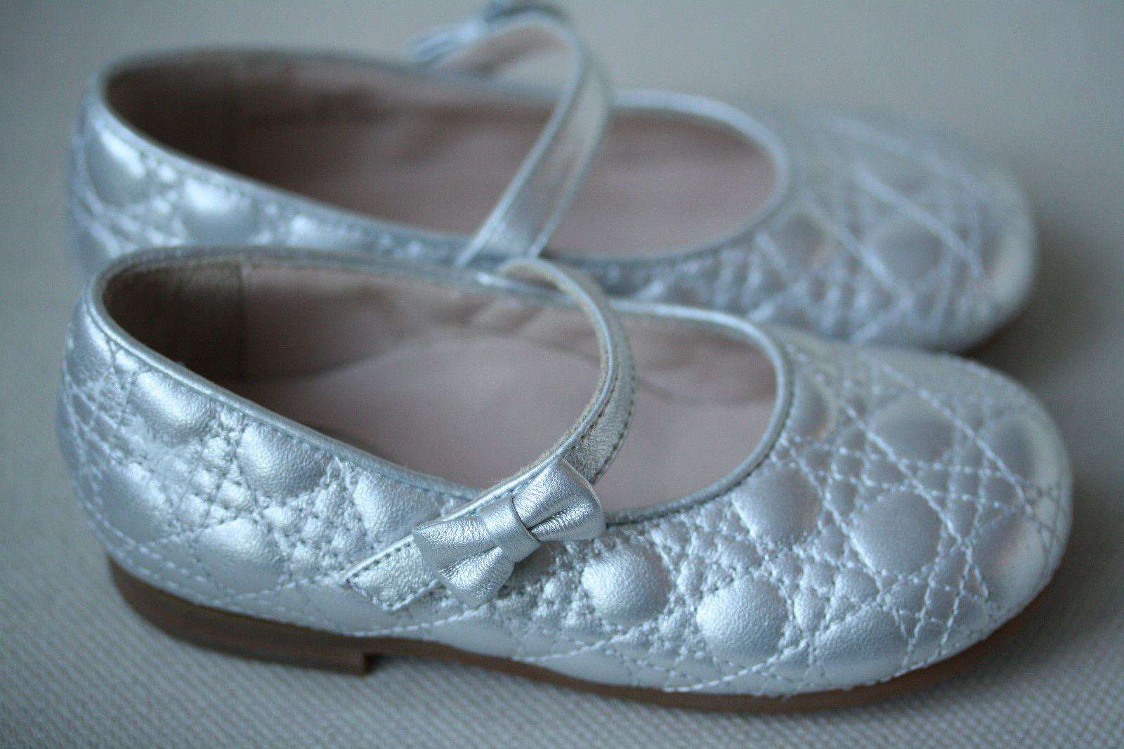 DIOR BABY SILVER LEATHER CANNAGE SHOES EU 23 UK 6 - Image 3
