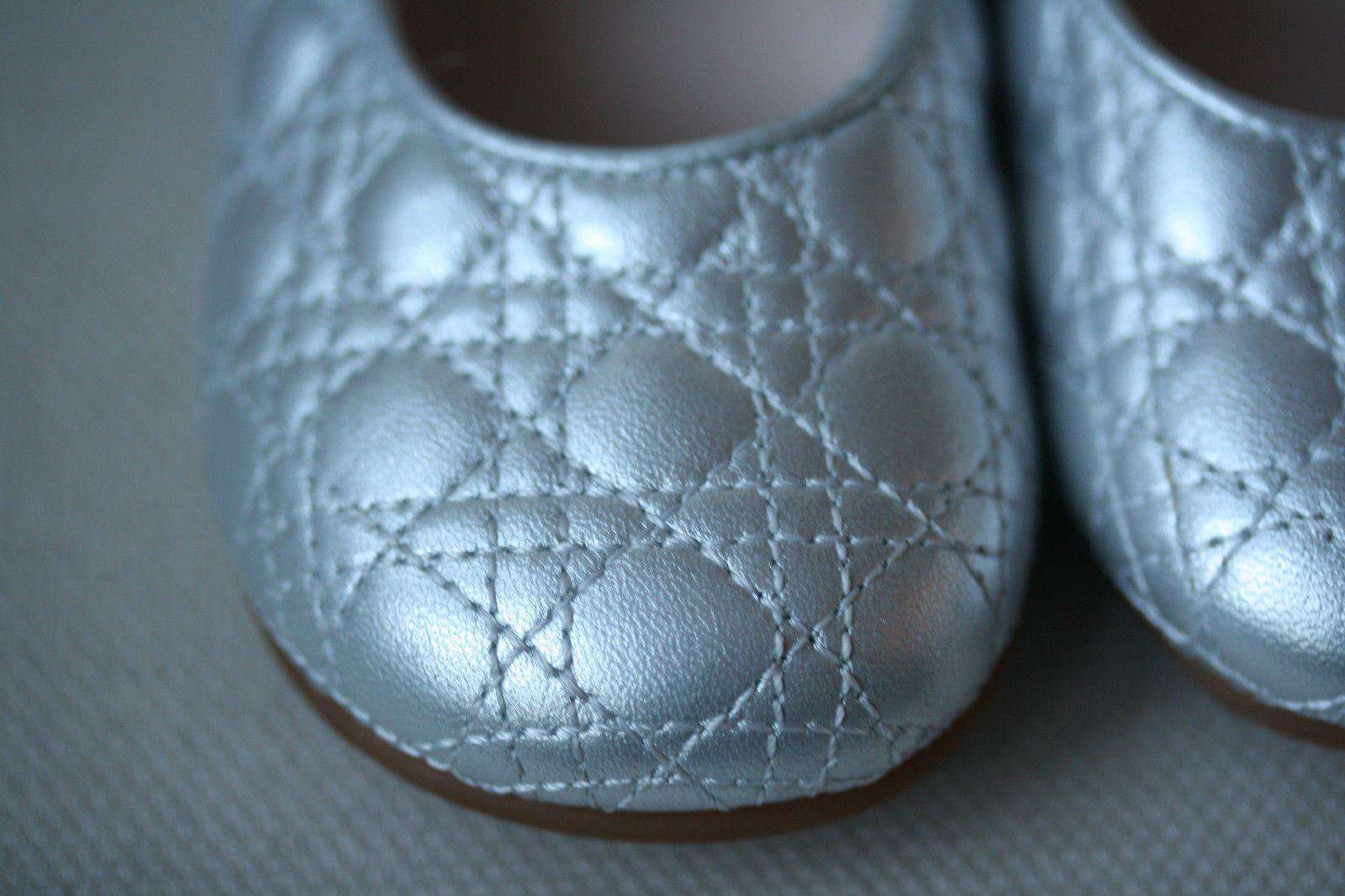 DIOR BABY SILVER LEATHER CANNAGE SHOES EU 23 UK 6 - Image 4