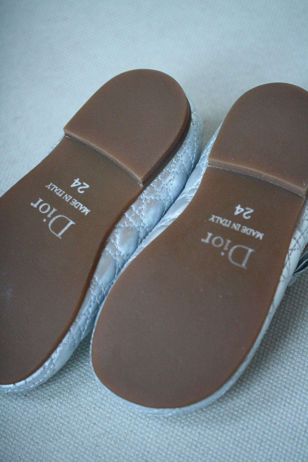 DIOR BABY SILVER LEATHER CANNAGE SHOES EU 24 UK 7 - Image 3