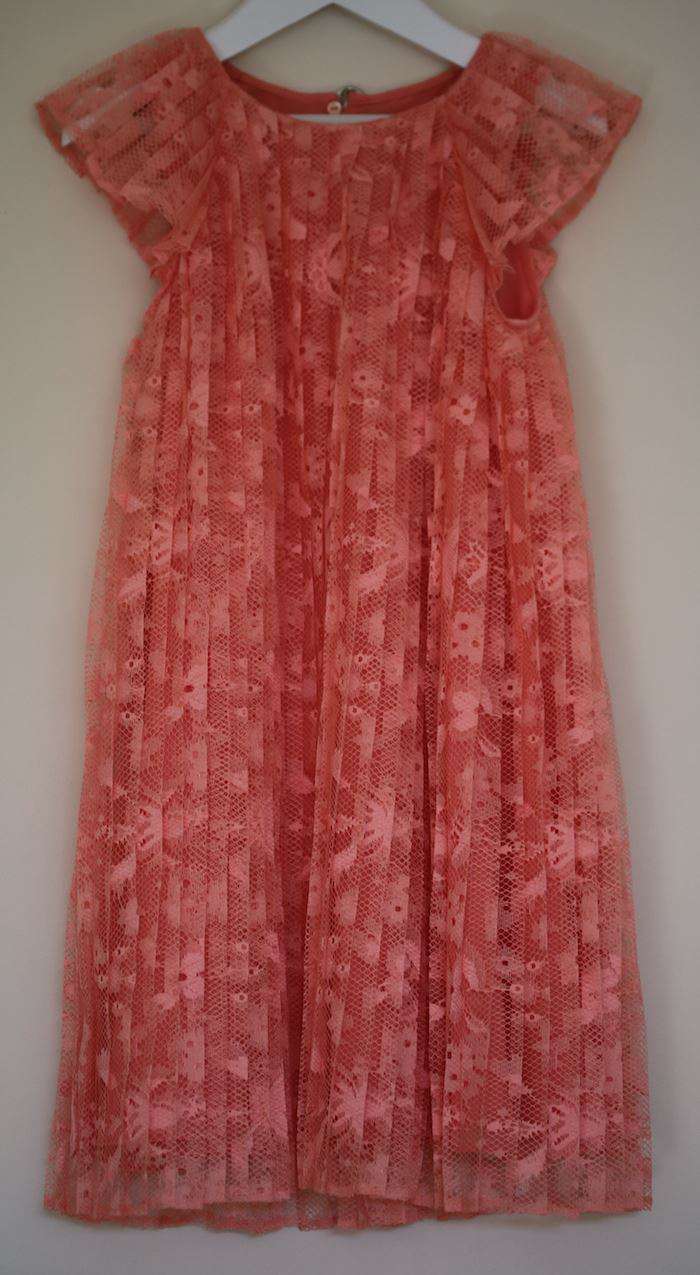 DIOR GIRLS CORAL PINK PLEATED DRESS 6 YEARS - Image 2