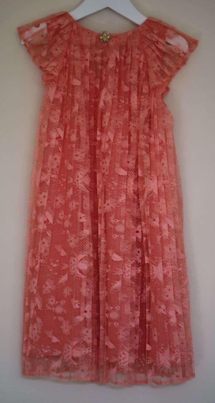 DIOR GIRLS CORAL PINK PLEATED DRESS 6 YEARS - Image 3