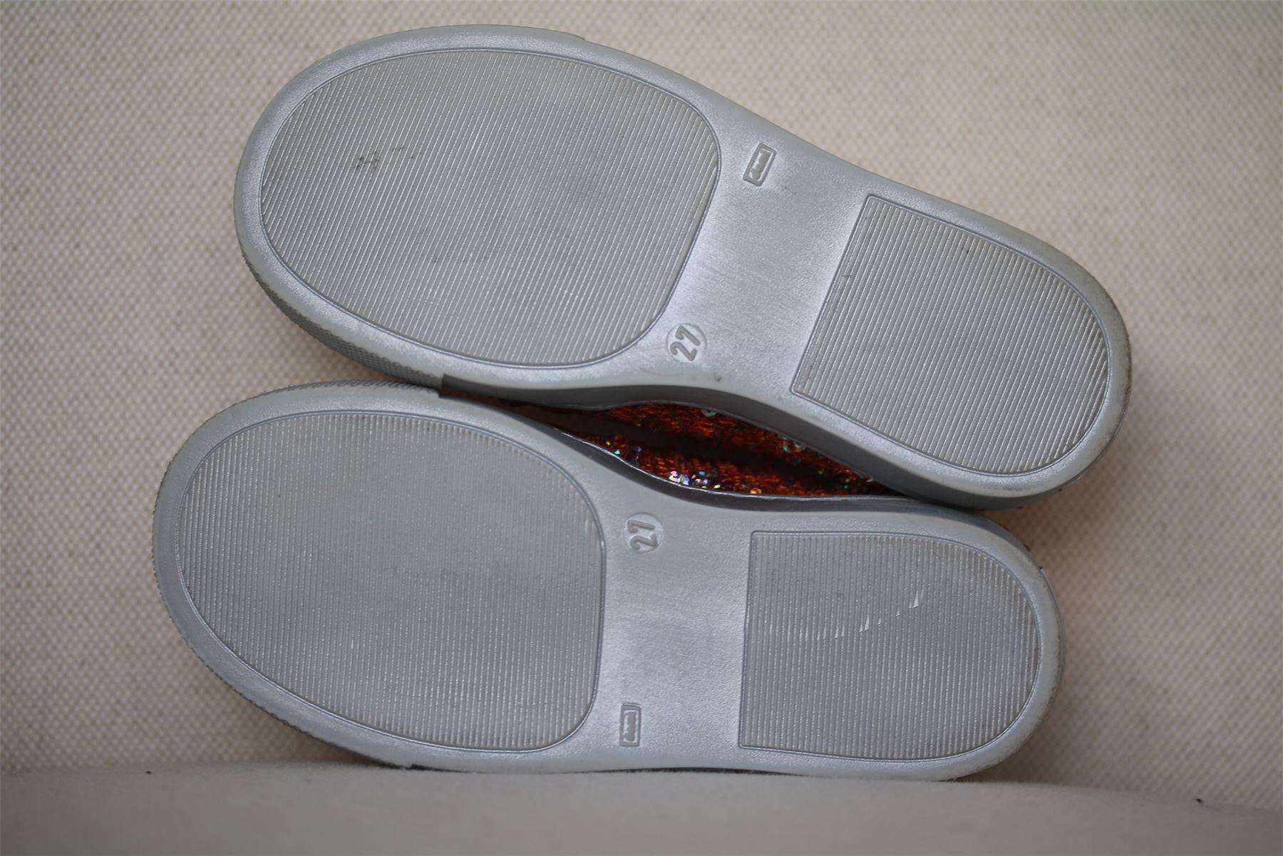 DIOR GIRLS ORANGE & SILVER SEQUIN SLIP-ON SHOES EU 27 UK 9 - Image 4