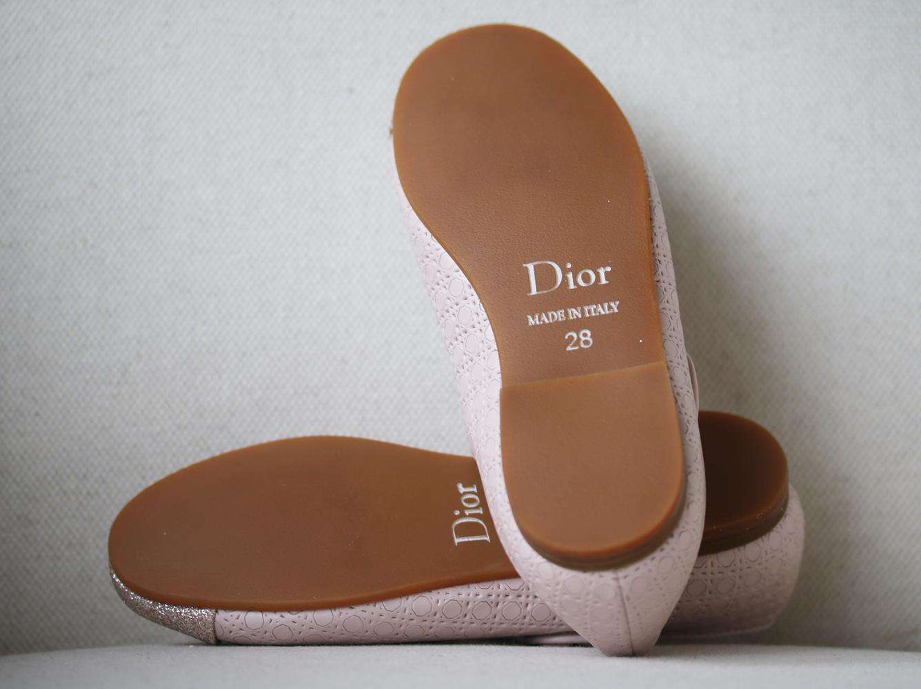 DIOR KIDS GIRLS LAMBSKIN LEATHER AND SEQUIN BALLERINAS EU 28 UK 10 - Image 4