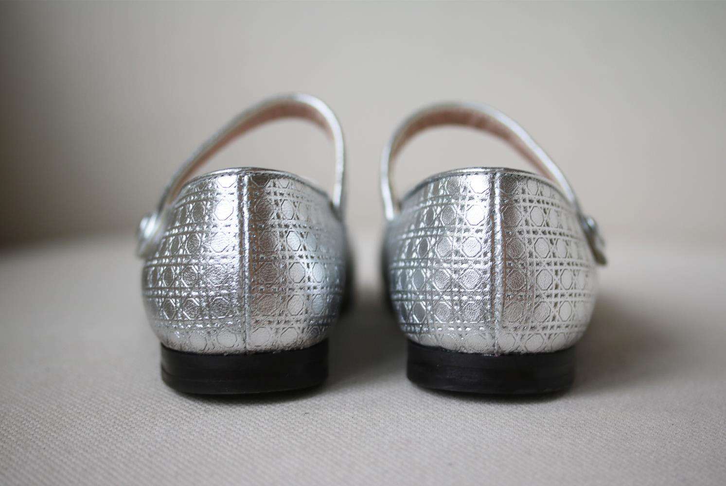 DIOR KIDS GIRLS LAMBSKIN LEATHER AND SEQUIN BALLERINAS EU 28 UK 10 - Image 4