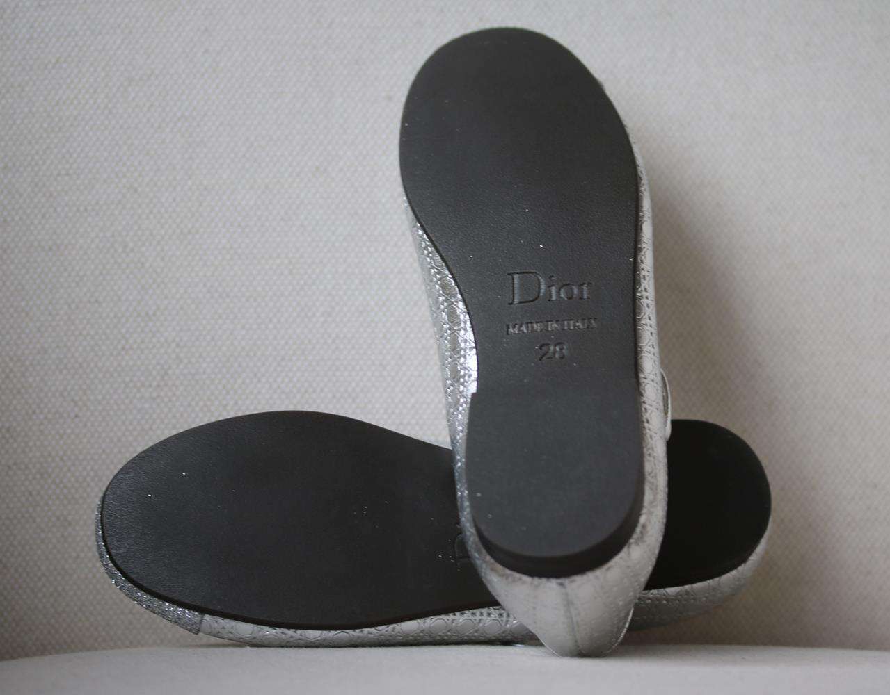 DIOR KIDS GIRLS LAMBSKIN LEATHER AND SEQUIN BALLERINAS EU 28 UK 10 - Image 5