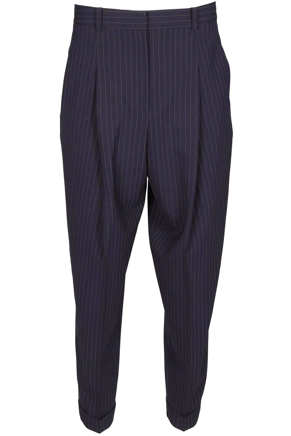 DKNY NAVY WOOL TAPERED TROUSERS UK 10 US 6