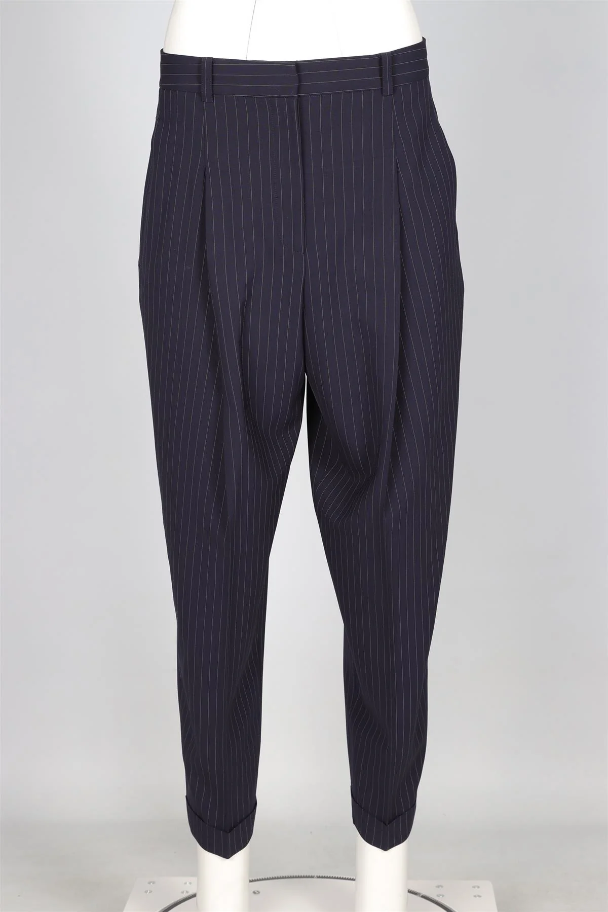 DKNY NAVY WOOL TAPERED TROUSERS UK 10 US 6 - Image 2