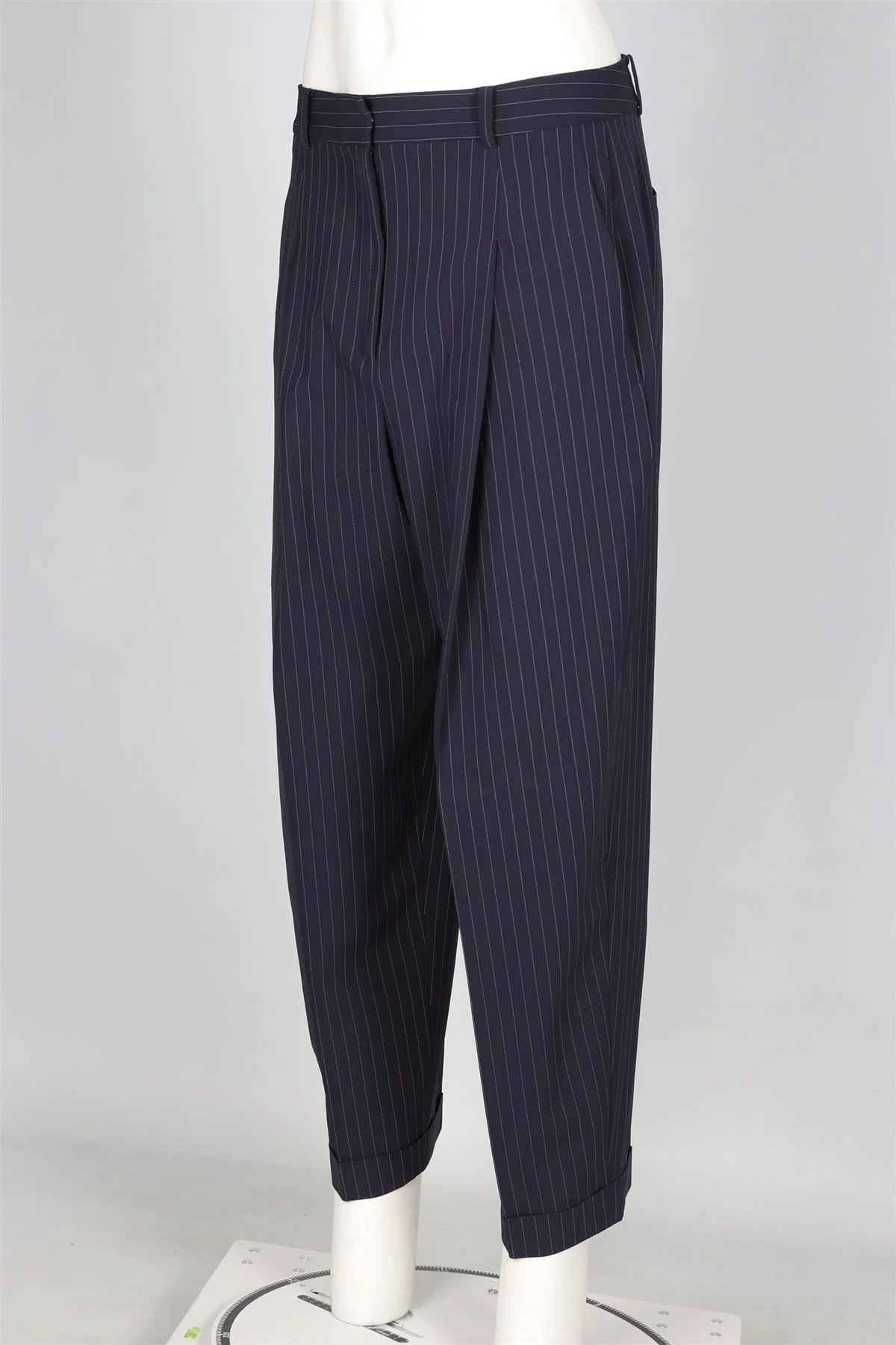DKNY NAVY WOOL TAPERED TROUSERS UK 10 US 6 - Image 3